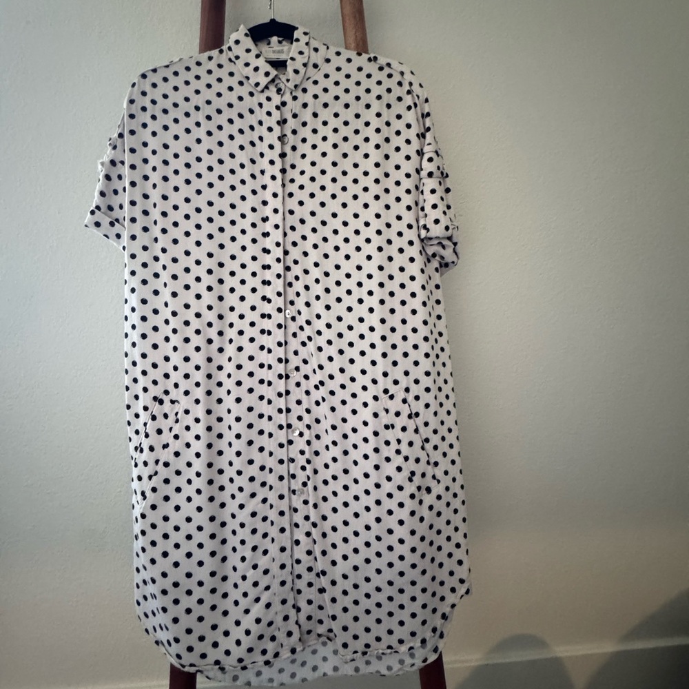Polka Dot Button-Up Shirt Dress